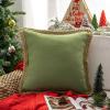imagePhantoscope Farmhouse Solid Throw Decorative Pillow Cover Burlap Linen Trimmed Tailored Edges Outdoor Pillow Olive Green 1 Pack 18 x 18 inches 45 x 45 cmGreen