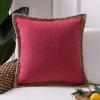imagePhantoscope Farmhouse Solid Throw Decorative Pillow Cover Burlap Linen Trimmed Tailored Edges Outdoor Pillow Olive Green 1 Pack 18 x 18 inches 45 x 45 cmRed