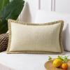 imagePhantoscope Farmhouse Solid Throw Decorative Pillow Cover Burlap Linen Trimmed Tailored Edges Outdoor Pillow Olive Green 1 Pack 18 x 18 inches 45 x 45 cmOatmeal