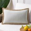 imagePhantoscope Farmhouse Solid Throw Decorative Pillow Cover Burlap Linen Trimmed Tailored Edges Outdoor Pillow Olive Green 1 Pack 18 x 18 inches 45 x 45 cmFlax Gray