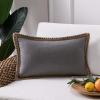 imagePhantoscope Farmhouse Solid Throw Decorative Pillow Cover Burlap Linen Trimmed Tailored Edges Outdoor Pillow Olive Green 1 Pack 18 x 18 inches 45 x 45 cmGray