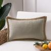 imagePhantoscope Farmhouse Solid Throw Decorative Pillow Cover Burlap Linen Trimmed Tailored Edges Outdoor Pillow Olive Green 1 Pack 18 x 18 inches 45 x 45 cmBeige