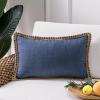 imagePhantoscope Farmhouse Solid Throw Decorative Pillow Cover Burlap Linen Trimmed Tailored Edges Outdoor Pillow Olive Green 1 Pack 18 x 18 inches 45 x 45 cmNavy Blue