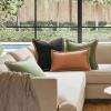 imagePhantoscope Farmhouse Solid Throw Decorative Pillow Cover Burlap Linen Trimmed Tailored Edges Outdoor Pillow Olive Green 1 Pack 18 x 18 inches 45 x 45 cmGreen