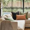 imagePhantoscope Farmhouse Solid Throw Decorative Pillow Cover Burlap Linen Trimmed Tailored Edges Outdoor Pillow Olive Green 1 Pack 18 x 18 inches 45 x 45 cmBlack