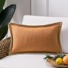 imagePhantoscope Farmhouse Solid Throw Decorative Pillow Cover Burlap Linen Trimmed Tailored Edges Outdoor Pillow Olive Green 1 Pack 18 x 18 inches 45 x 45 cmOrange