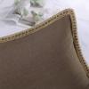 imagePhantoscope Farmhouse Solid Throw Decorative Pillow Cover Burlap Linen Trimmed Tailored Edges Outdoor Pillow Olive Green 1 Pack 18 x 18 inches 45 x 45 cmCoffee