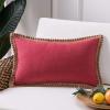 imagePhantoscope Farmhouse Solid Throw Decorative Pillow Cover Burlap Linen Trimmed Tailored Edges Outdoor Pillow Olive Green 1 Pack 18 x 18 inches 45 x 45 cmRed