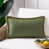 imagePhantoscope Farmhouse Solid Throw Decorative Pillow Cover Burlap Linen Trimmed Tailored Edges Outdoor Pillow Olive Green 1 Pack 18 x 18 inches 45 x 45 cmOlive Green