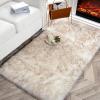 imagePhantoscope Faux Fur Rug Fluffy Soft Faux Fox Fur Area Rugs for Bedroom Livingroom Kids Room Decor Shaggy Fur Rugs AntiSkid Balck White 2 x 3 FeetWhite Brown