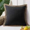 imagePhantoscope Farmhouse Solid Throw Decorative Pillow Cover Burlap Linen Trimmed Tailored Edges Outdoor Pillow Olive Green 1 Pack 18 x 18 inches 45 x 45 cmBlack