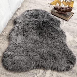 imagePhantoscope Faux Fur Rug Fluffy Soft Faux Fox Fur Area Rugs for Bedroom Livingroom Kids Room Decor Shaggy Fur Rugs AntiSkid Balck White 2 x 3 FeetBlack White