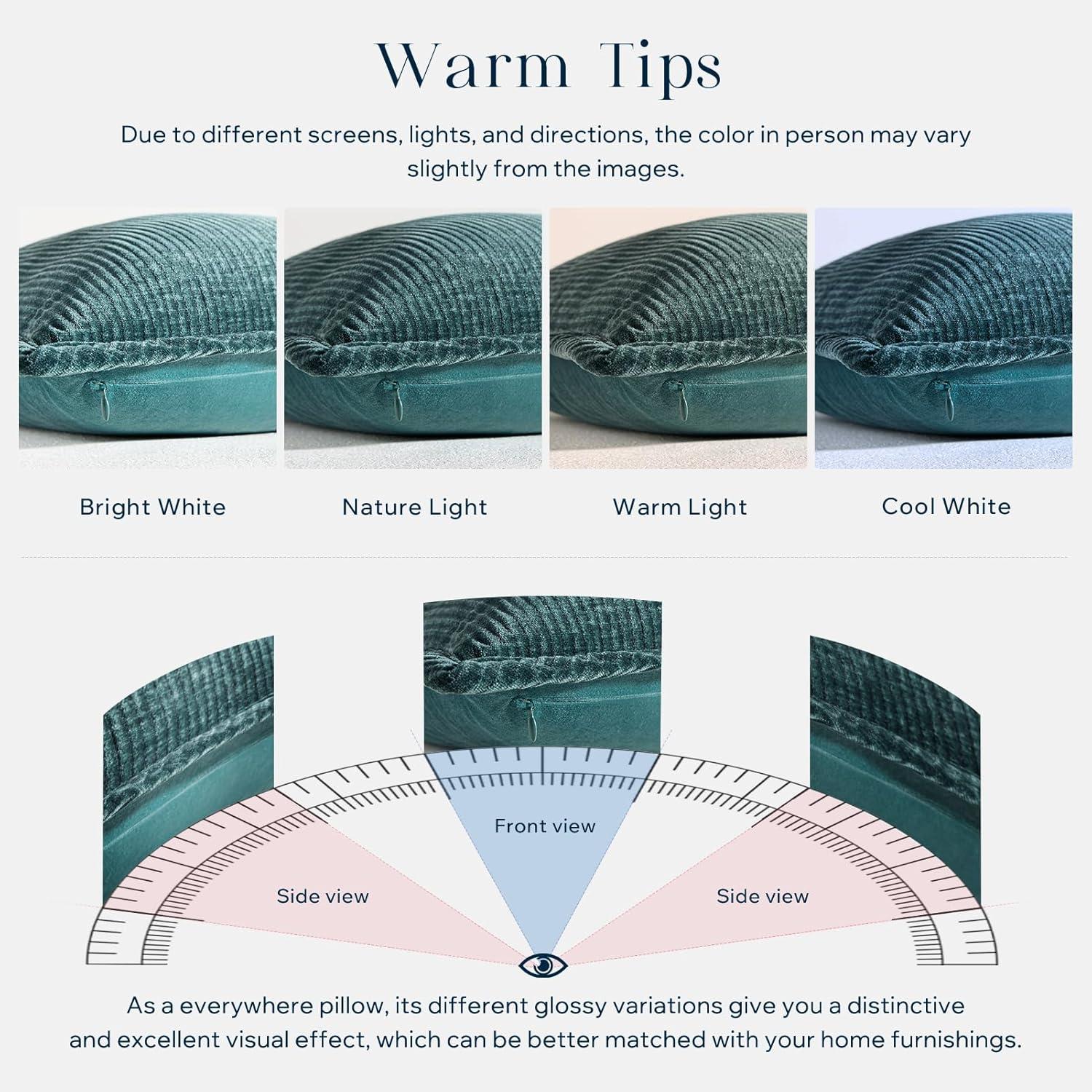imagePhantoscope Pack of 4 Paris Corduroy Throw Pillow Covers Unique Vintage Twill Edge Decorative Pillows Solid Boho Textured Pillow Covers Fall Broadside Square Cushion Case Light Gray18 x 18 InchBlue