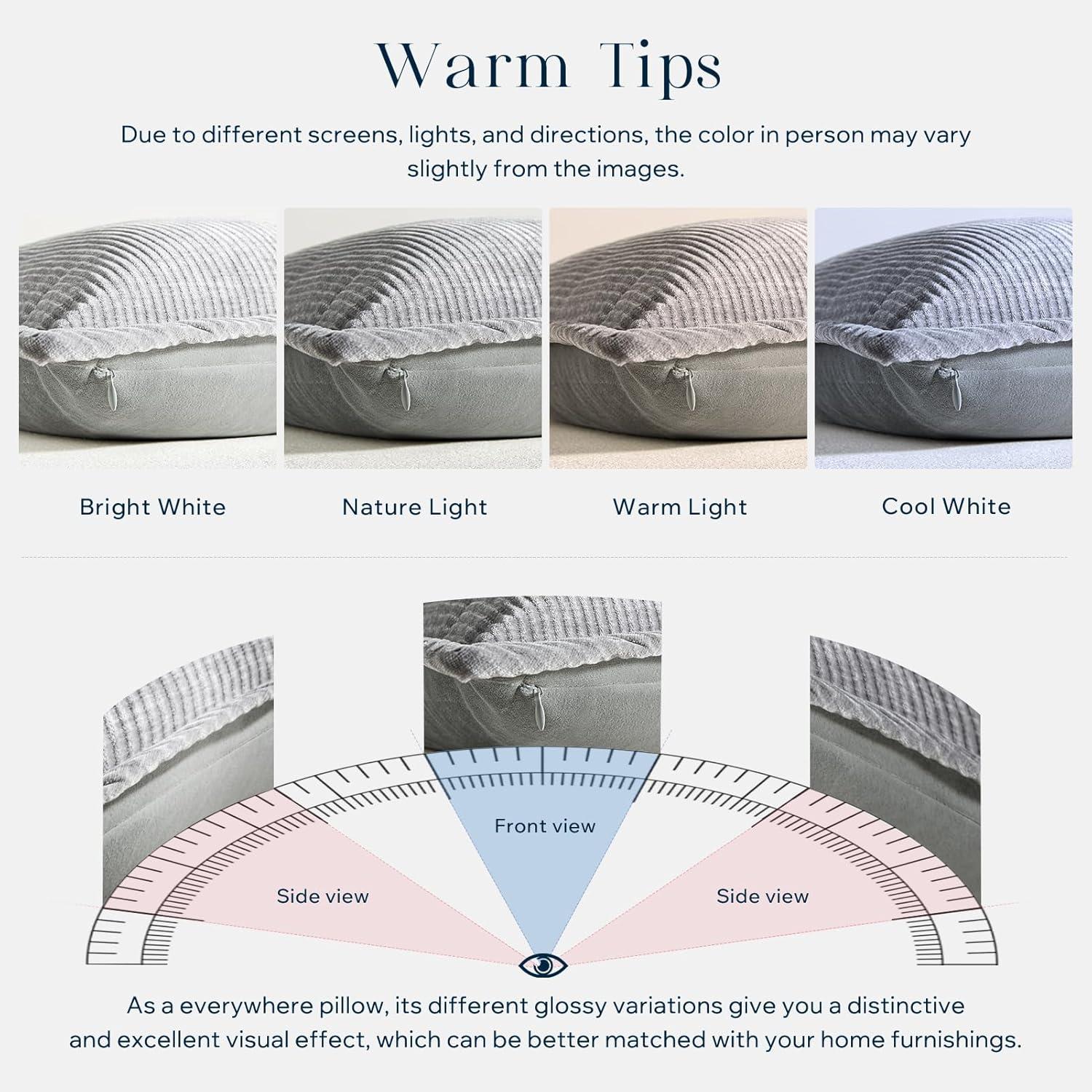 imagePhantoscope Pack of 4 Paris Corduroy Throw Pillow Covers Unique Vintage Twill Edge Decorative Pillows Solid Boho Textured Pillow Covers Fall Broadside Square Cushion Case Light Gray18 x 18 InchLight Grey