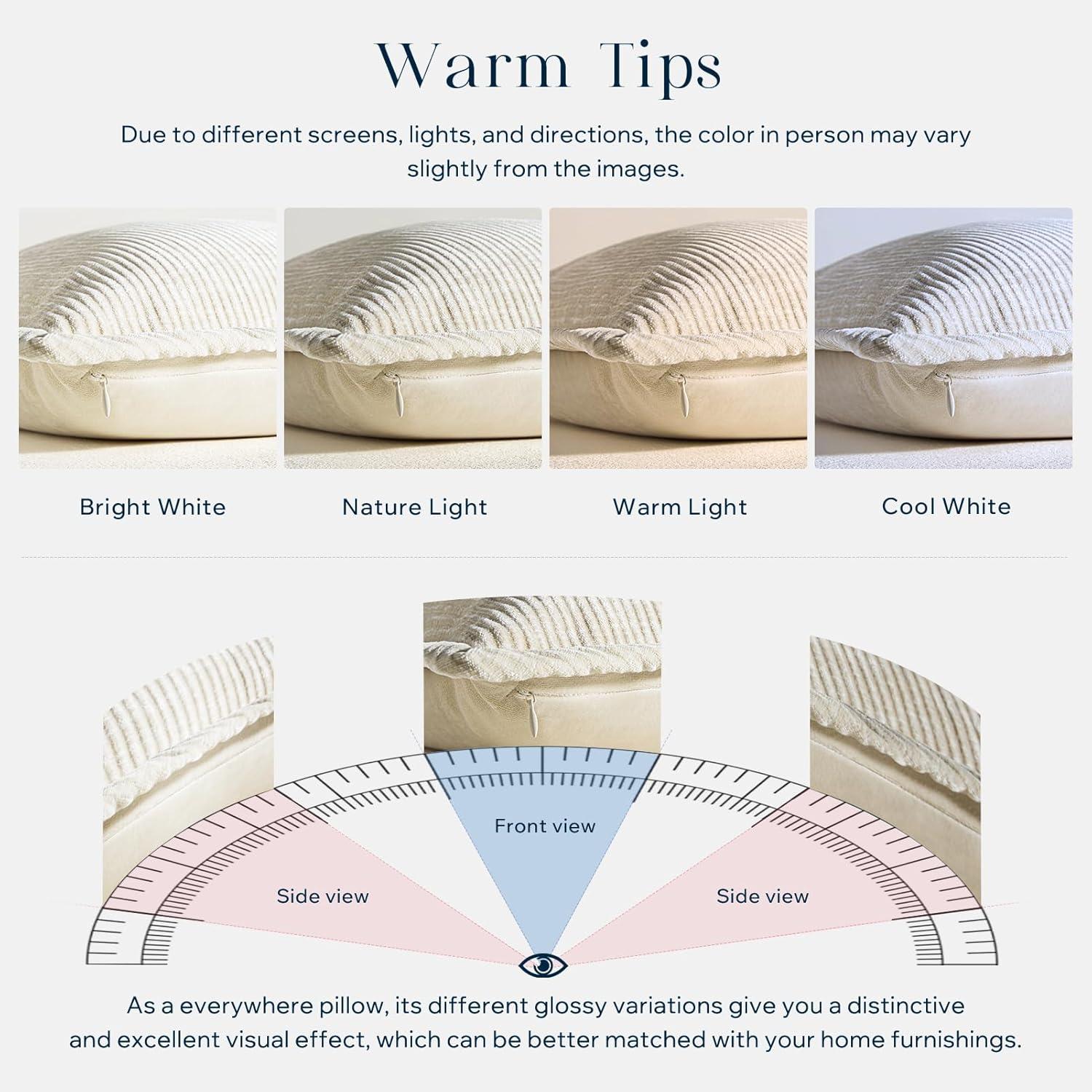 imagePhantoscope Pack of 4 Paris Corduroy Throw Pillow Covers Unique Vintage Twill Edge Decorative Pillows Solid Boho Textured Pillow Covers Fall Broadside Square Cushion Case Light Gray18 x 18 InchCream