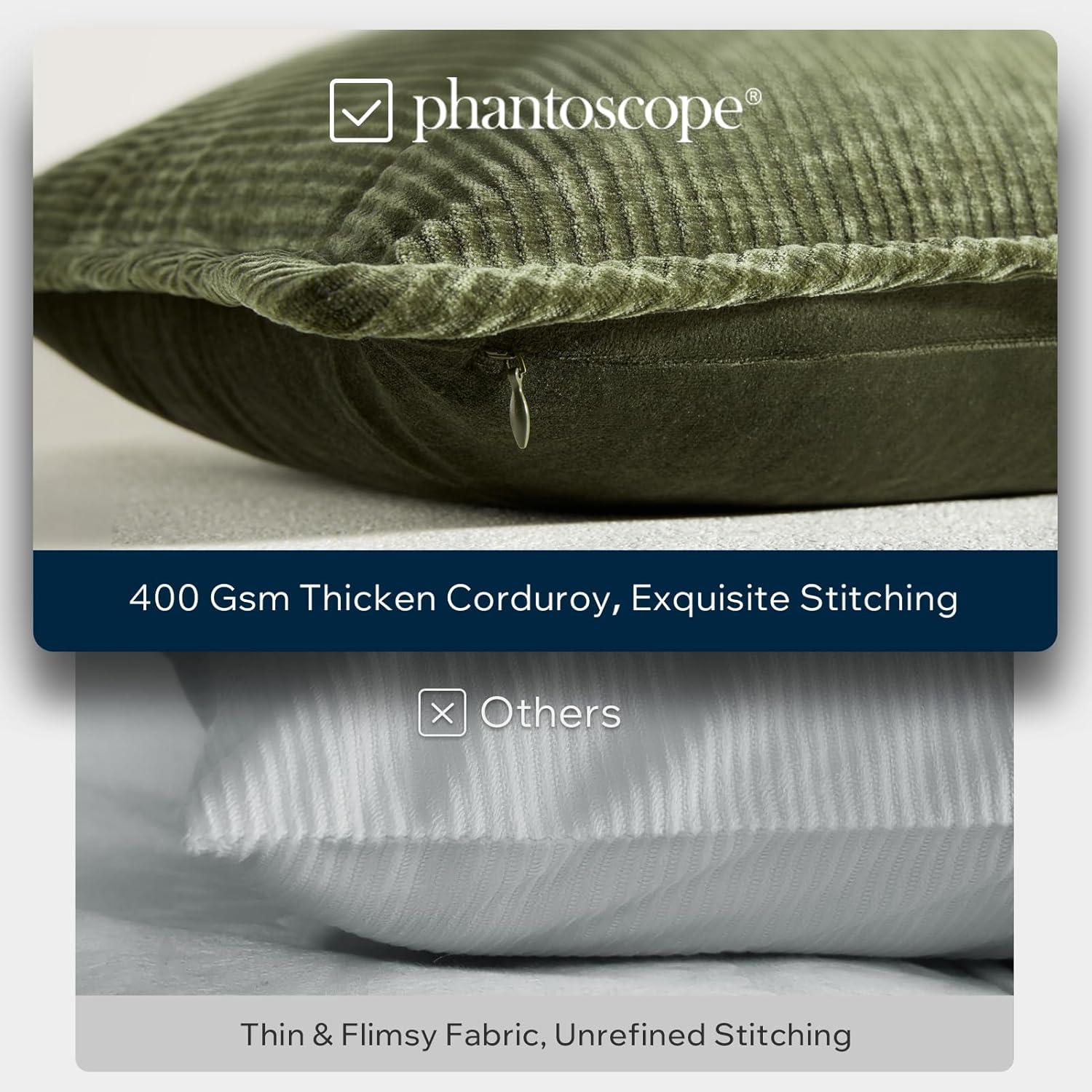 imagePhantoscope Pack of 4 Paris Corduroy Throw Pillow Covers Unique Vintage Twill Edge Decorative Pillows Solid Boho Textured Pillow Covers Fall Broadside Square Cushion Case Light Gray18 x 18 InchBrick Red