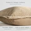 imagePhantoscope Pack of 4 Paris Corduroy Throw Pillow Covers Unique Vintage Twill Edge Decorative Pillows Solid Boho Textured Pillow Covers Fall Broadside Square Cushion Case Light Gray18 x 18 InchBeige