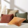 imagePhantoscope Pack of 4 Paris Corduroy Throw Pillow Covers Unique Vintage Twill Edge Decorative Pillows Solid Boho Textured Pillow Covers Fall Broadside Square Cushion Case Light Gray18 x 18 InchBrick Red