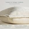imagePhantoscope Pack of 4 Paris Corduroy Throw Pillow Covers Unique Vintage Twill Edge Decorative Pillows Solid Boho Textured Pillow Covers Fall Broadside Square Cushion Case Light Gray18 x 18 InchCream