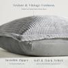 imagePhantoscope Pack of 4 Paris Corduroy Throw Pillow Covers Unique Vintage Twill Edge Decorative Pillows Solid Boho Textured Pillow Covers Fall Broadside Square Cushion Case Light Gray18 x 18 InchLight Grey