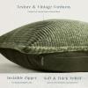 imagePhantoscope Pack of 4 Paris Corduroy Throw Pillow Covers Unique Vintage Twill Edge Decorative Pillows Solid Boho Textured Pillow Covers Fall Broadside Square Cushion Case Light Gray18 x 18 InchOlive Green