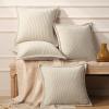 imagePhantoscope Pack of 4 Paris Corduroy Throw Pillow Covers Unique Vintage Twill Edge Decorative Pillows Solid Boho Textured Pillow Covers Fall Broadside Square Cushion Case Light Gray18 x 18 InchCream