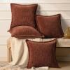 imagePhantoscope Pack of 4 Paris Corduroy Throw Pillow Covers Unique Vintage Twill Edge Decorative Pillows Solid Boho Textured Pillow Covers Fall Broadside Square Cushion Case Light Gray18 x 18 InchBrick Red