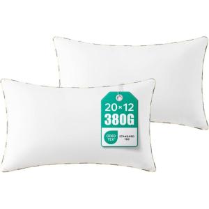 imagePhantoscope Pillows Insert Pack of 2 18 x 18 Inches White  Hypoallergenic 100 Virgin Fiber Square Form Microfiber Throw Pillows  Indoor Decor Pillow Inserts Stuffer Bed Sofa and Couch2