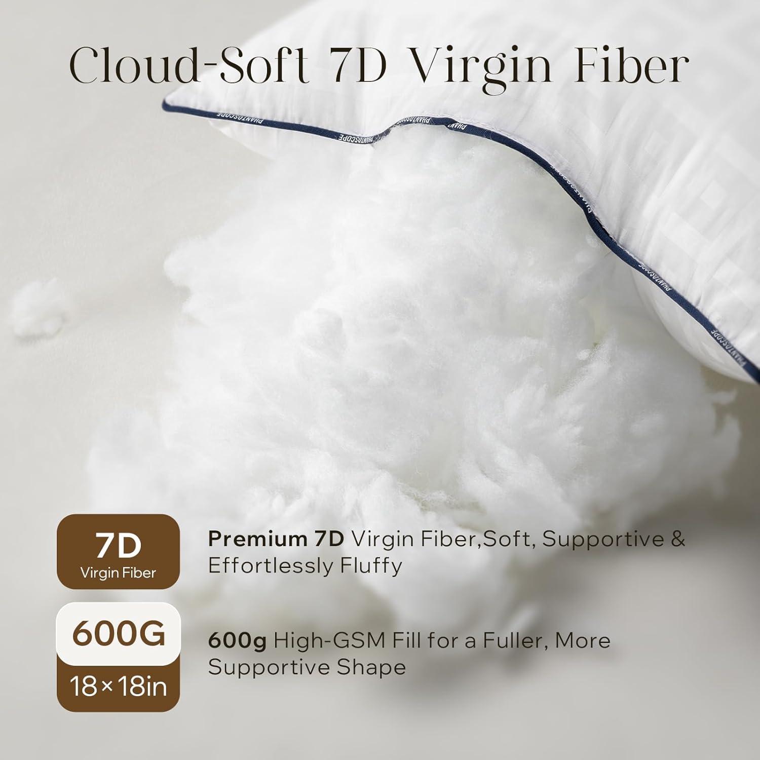 imagePhantoscope 18x18 Pillow Inserts Decorative Throw Pillow Inserts with 100 Cotton Jacquard Cover Virgin Fiber Pillow Sham Stuffer Square Couch Cushion Pillows Pack of 1 18x18 InchJacquard White