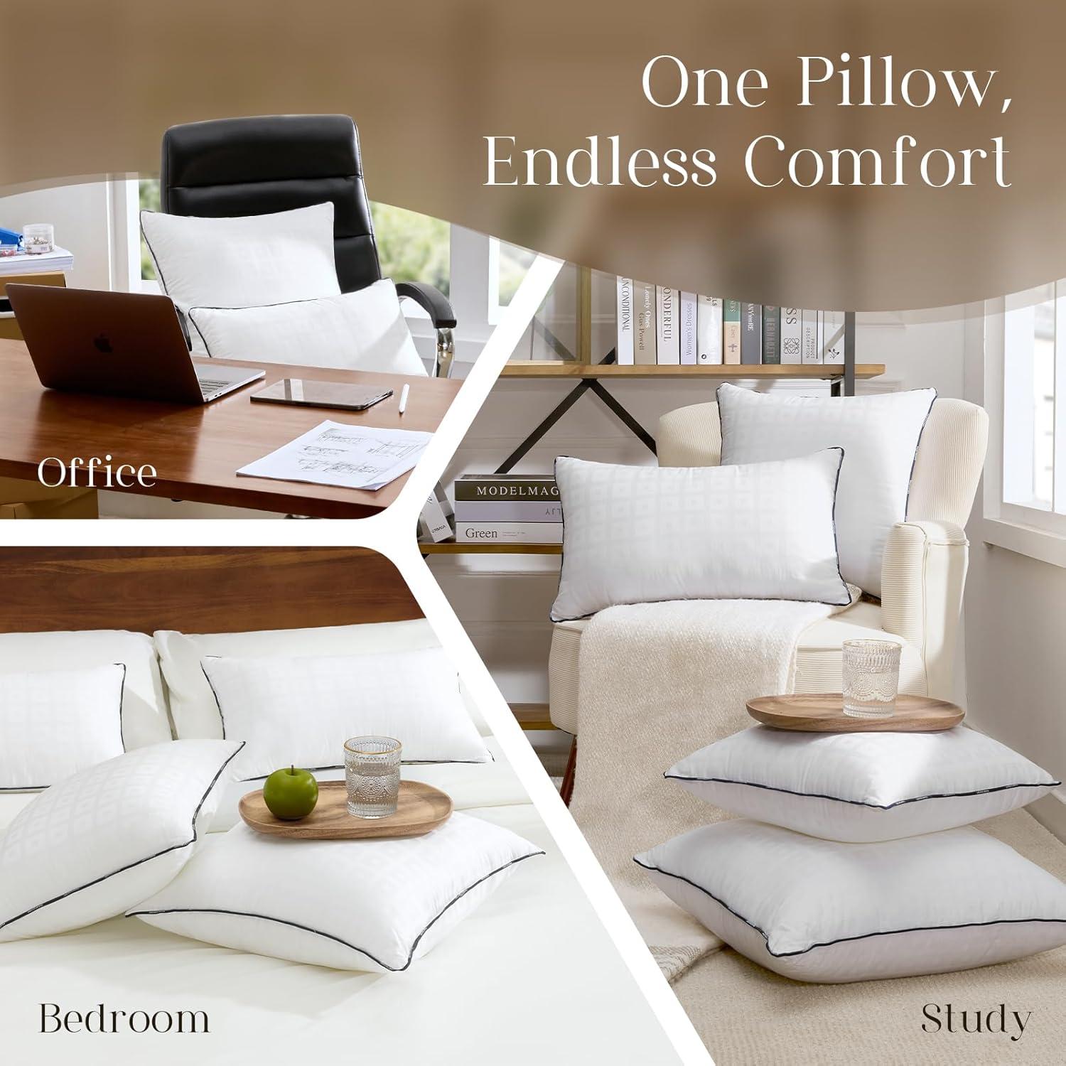 imagePhantoscope 18x18 Pillow Inserts Decorative Throw Pillow Inserts with 100 Cotton Jacquard Cover Virgin Fiber Pillow Sham Stuffer Square Couch Cushion Pillows Pack of 1 18x18 InchJacquard White