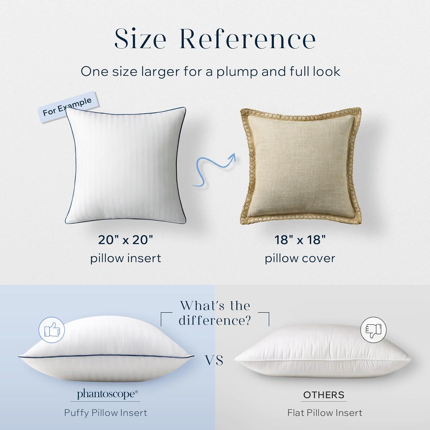 imagePhantoscope 18x18 Pillow Inserts Decorative Throw Pillow Inserts with 100 Cotton Jacquard Cover Virgin Fiber Pillow Sham Stuffer Square Couch Cushion Pillows Pack of 1 18x18 InchStriped White