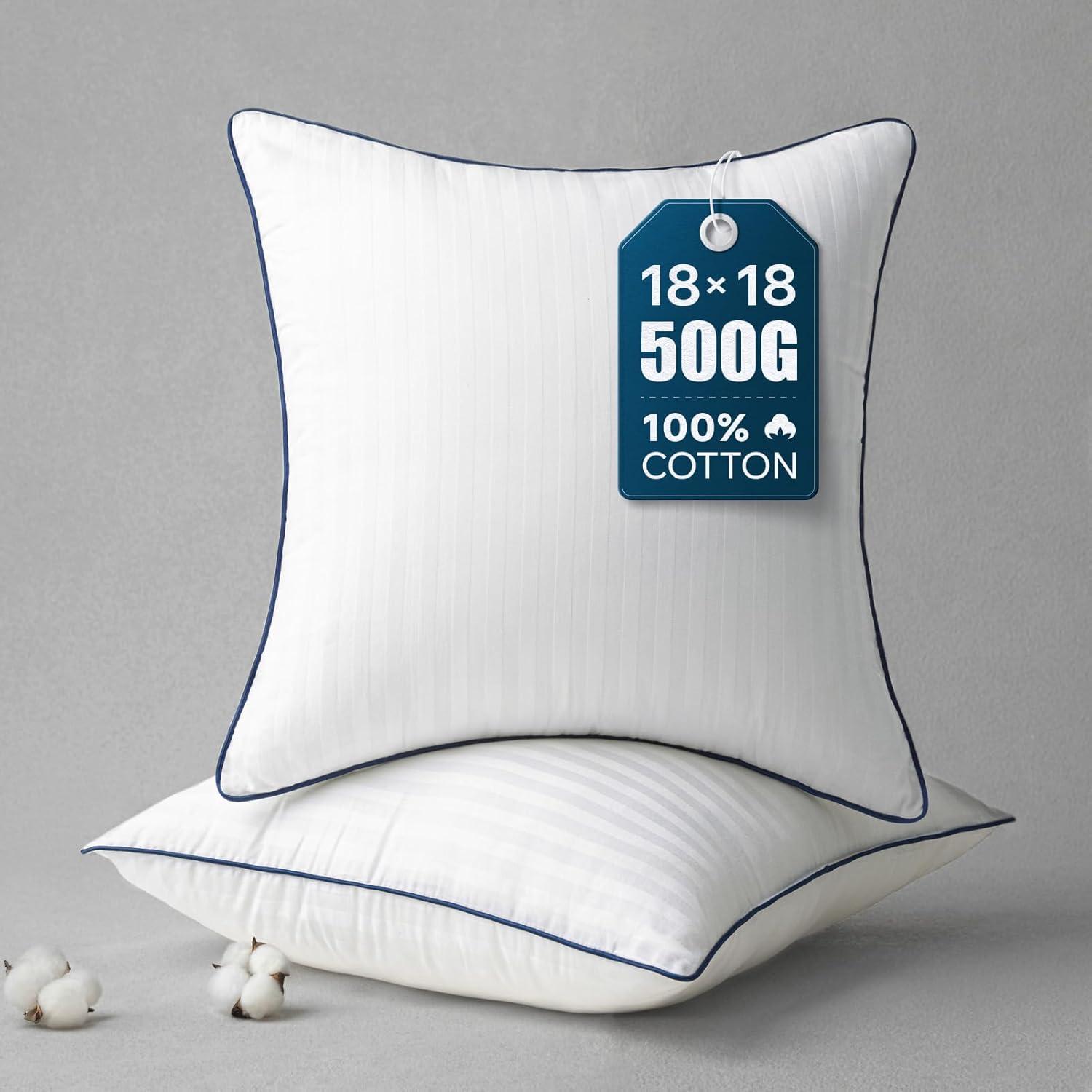 imagePhantoscope 18x18 Pillow Inserts Decorative Throw Pillow Inserts with 100 Cotton Jacquard Cover Virgin Fiber Pillow Sham Stuffer Square Couch Cushion Pillows Pack of 1 18x18 InchStriped White