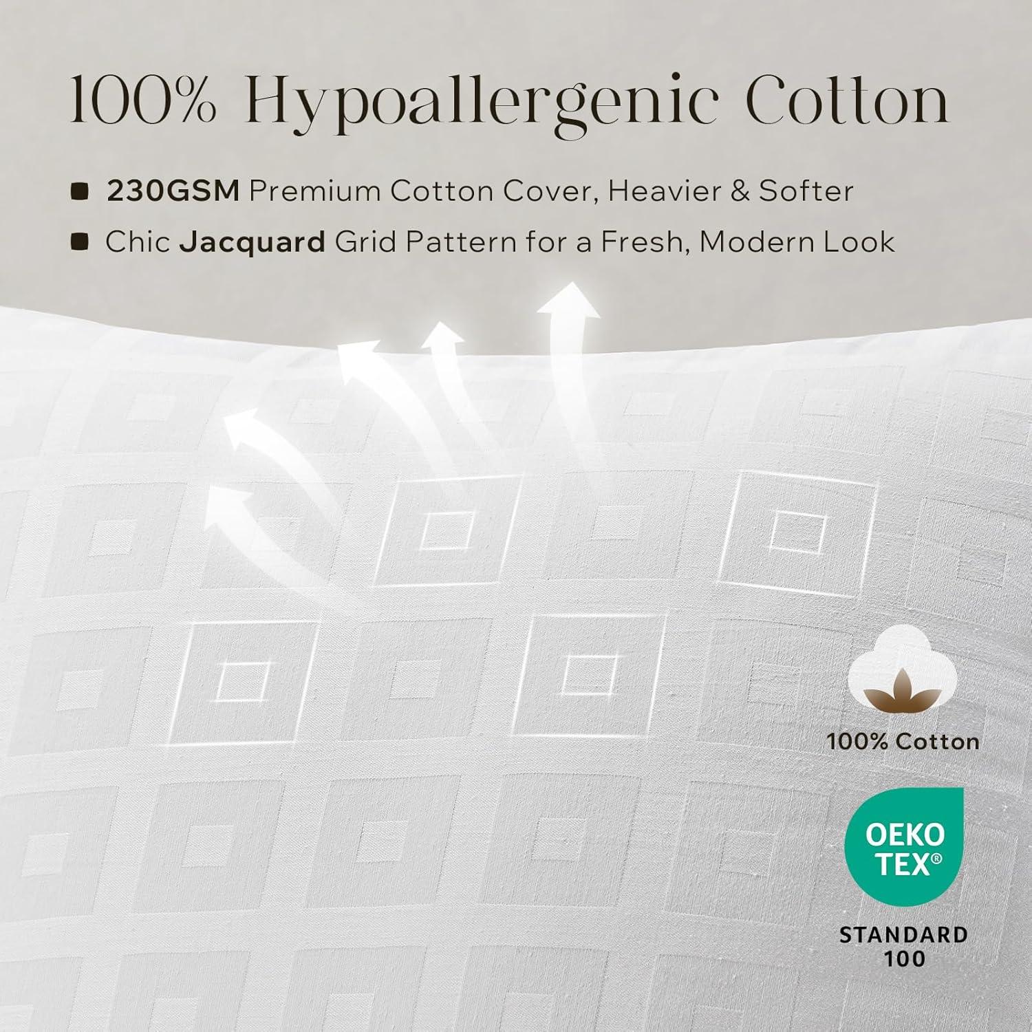 imagePhantoscope 18x18 Pillow Inserts Decorative Throw Pillow Inserts with 100 Cotton Jacquard Cover Virgin Fiber Pillow Sham Stuffer Square Couch Cushion Pillows Pack of 1 18x18 InchJacquard White