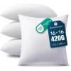 image:imagePhantoscope Pillow Inserts Hypoallergenic 100 Virgin Fiber Square Form Microfiber Throw Pillow Inserts Couch Bed Pillows 45x45 cm 18x18 Inch Pack of 116x16 Inch