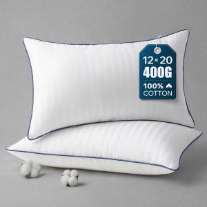 image:imagePhantoscope 12x20 Pillow Inserts Decorative Throw Pillow Inserts with 100 Cotton Jacquard Cover Virgin Fiber Pillow Sham Stuffer Lumbar Square Couch Cushion Pillows Pack of 2 12x20 InchStriped White
