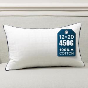 image:imagePhantoscope 12x20 Pillow Inserts Decorative Throw Pillow Inserts with 100 Cotton Jacquard Cover Virgin Fiber Pillow Sham Stuffer Lumbar Square Couch Cushion Pillows Pack of 2 12x20 InchJacquard White
