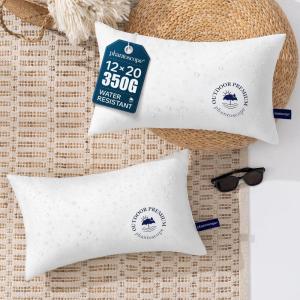 image:imagePhantoscope 18x18 Outdoor Pillow Inserts  Pack of 2 Outdoor Pillows Waterproof Down Alternative Throw Pillows Couch Sham Cushion Stuffer for Patio and Porch FurniturePure White