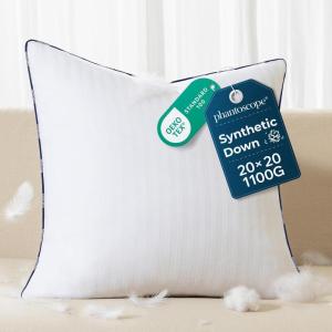 image:imagePhantoscope 18x18 Synthetic Down Alternative Pillow Inserts Handmade Down Pillows Insert Sleeping Throw Pillows with 100 Cotton Cover Decorative Pillow Stuffer for Sofa Couch BedWhite Set of 220x20 Inch
