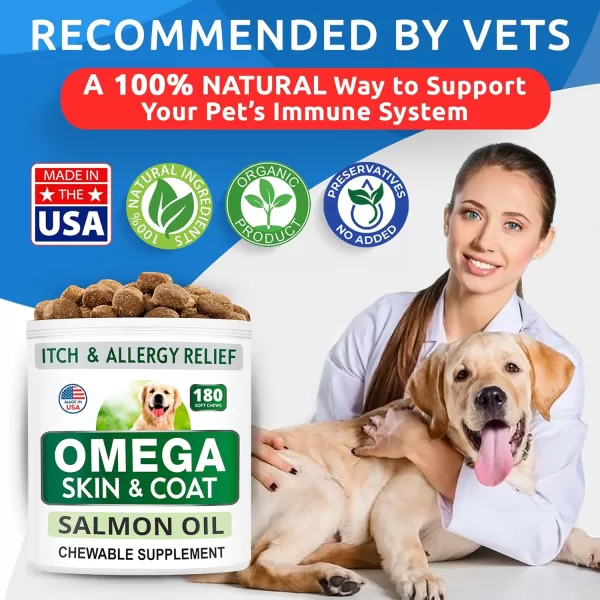 BARKampampSPARK Omega 3 for Dogs  180 Fish Oil Treats for Dog Shedding Skin Allergy Itch Relief Hot Spots Treatment  Joint Health  Skin and Coat Supplement  EPA ampamp DHA Fatty Acids  Salmon OilSmoky Salmon