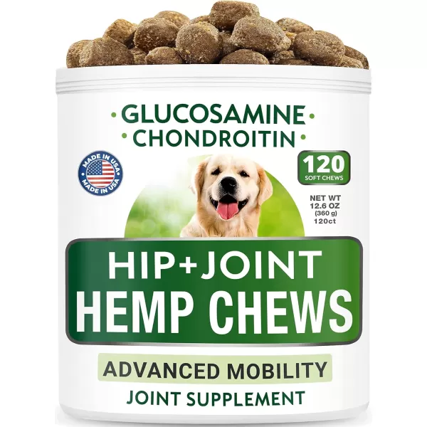 BarkampampSpark Advanced Hemp Chews for Dog Joint Pain Relief  Glucosamine Chondroitin Hemp Treats Hip Joint Health  Joint Supplement Large Breed ampamp Small  Hemp Treats Joints Old Senior Dog 120CtHemp Hip Joint Pain  Mobility