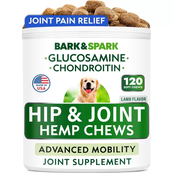 BarkampampSpark Glucosamine Chondroitin Dog Hip ampamp Joint Supplement  Joint Pain Relief  Hip ampamp Joint Chews  Joint Support Large Small Breed  Senior Doggie Vitamin Pill Joint Health 180 Treats  ChickenLamb