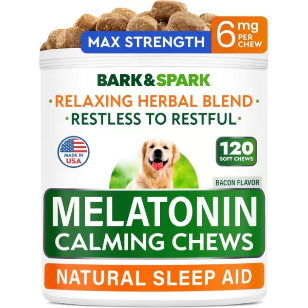 BARKampampSPARK Calming Hemp Treats for Dogs  Made in USA with Hemp Oil  Anxiety Relief  Separation Aid  Stress Relief During Fireworks Storms Thunder  Aggressive Behavior Barking  120 Soft ChewsMelatonin Chews Sleep Aid