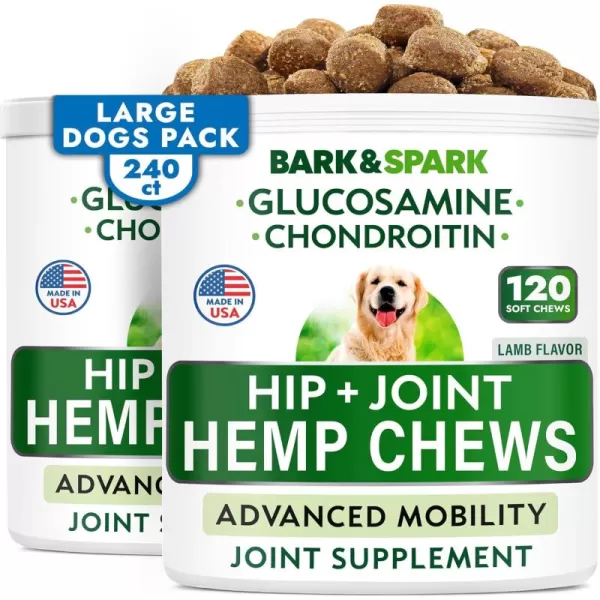 BarkampampSpark Glucosamine Chondroitin Dog Hip ampamp Joint Supplement  Joint Pain Relief  Hip ampamp Joint Chews  Joint Support Large Small Breed  Senior Doggie Vitamin Pill Joint Health 180 Treats  ChickenLamb