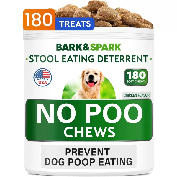 BARKampampSPARK NO Poo Treats  Prevent Dog Poop Eating  Coprophagia Treatment  Stool Eating Deterrent  Probiotics ampamp Enzymes  Digestive Health  Breath Aid  Made in USA  120 Ct  ChickenChicken