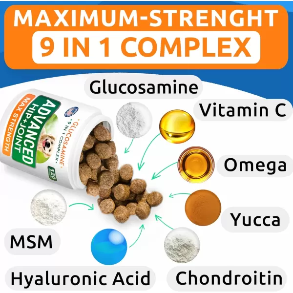 Glucosamine Dog Treats  Calming Hemp Treats Bundle  Senior Advanced Joint Health  Anxiety Relief  Chondroitin Omega3  Hemp Oil  Hip ampamp Joint Care  Stress Relief  120  120 Chews  Made in USA