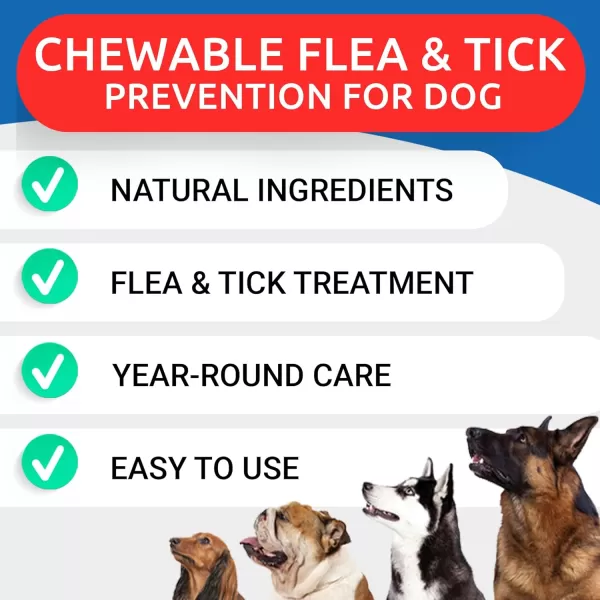 Natural Flea and Tick Prevention Chews for Dogs  Chewable Tablets for Dogs  All Breeds and Ages  Made in USA Flea and Tick Remover Supplement  Bacon  120 TreatsSmoked Bacon