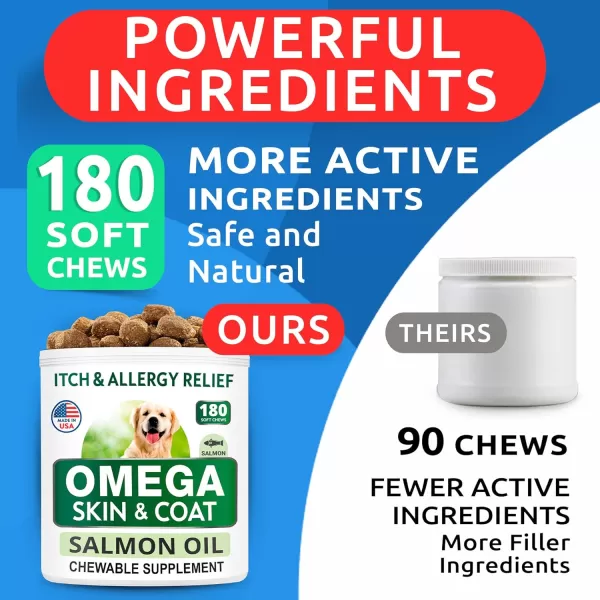 Omega 3  Allergy Relief for Dogs Bundle  AntiItch Skin  Skin Allergy  Omega 3 Fish Oil  EPA ampamp DHA Fatty Acids  ItchingampampPaw Licking  Itch Relief  360 Chews  Made in USA