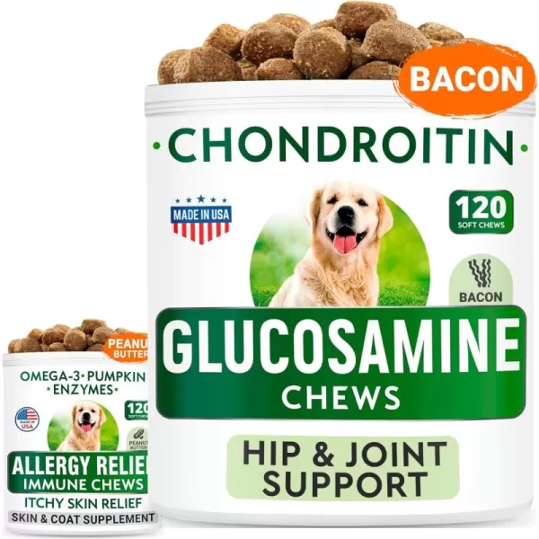 Allergy Relief  Glucosamine Dog Treats Bundle  Joint Pain Relief  Itchy Skin Relief  Omega 3  Pumpkin Enzymes  Chondroitin MSM  Hip ampamp Joint Care  Seasonal Allergies  240 Chews  Made in USA