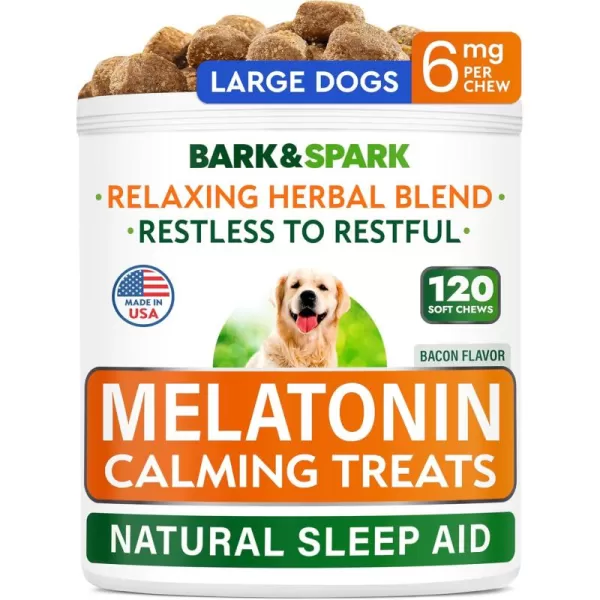 BARKampampSPARK Advanced Calming Hemp Treats for Dogs  Hemp Oil  Melatonin  Anxiety Relief  Separation Aid  Stress Relief During Fireworks Storms Thunder  Aggressive Behavior Barking  120 ChewsMELATONIN Calming