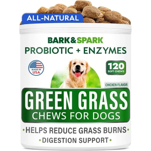 BARKampampSPARK AllNatural Grass Burn Spot Chews for Dogs  Pee Lawn Spot Saver  Grass Restore Treats  Dog Urine Neutralizer Solution for Grass Burn Spots  Made in USA  120 ChewsChicken